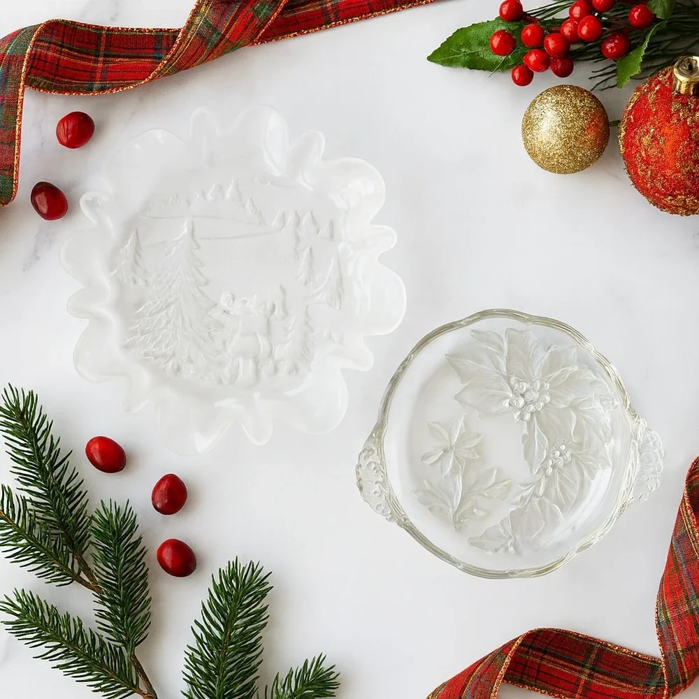 2 Mikasa German Christmas Crystal Dishes Christmas Story & Bloom Candy Sweets